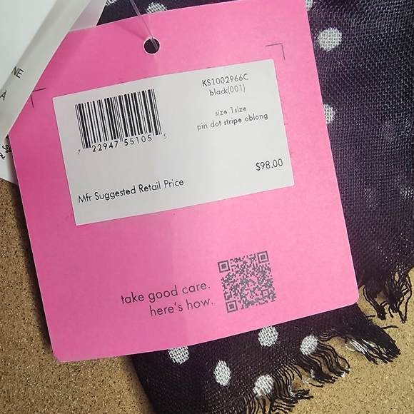 NWT Kate Spade Pin Dot Stripe Oblong Scarf - Picture 5 of 6